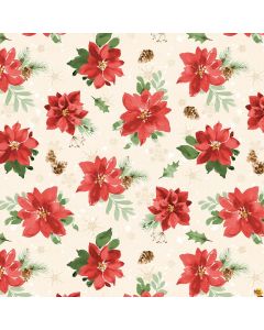 Cardinal Celebration: Poinsettias Cream - Wilmington Prints 37756-237