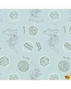 Science lab: Microscopes -- Blank Quilting 3837-11 aqua