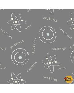 Science lab: Electrons, Protons & Neutrons -- Blank Quilting 3840-95 dk gray 