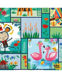 Zoo Crew: Patchwork Teal - Blank Quilting 3866-17