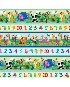 Zoo Crew: Border Stripe Sage - Blank Quilting 3870-66 - 2 yards 34" remaining