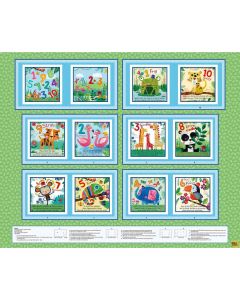 Zoo Crew: Book Panel Sage (1 yard) - Blank Quilting 3871-66