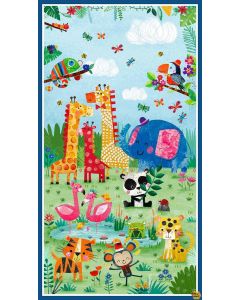 Zoo Crew: Animal Panel Sage (2/3 yard) - Blank Quilting 3872p-66