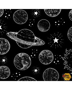 Let's Glow Crazy: Planets (Glow in the Dark) - Blank Quilting 3952g-99 black