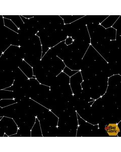 Let's Glow Crazy: Constellation (Glow in the Dark) - Blank Quilting 3957g-99 black