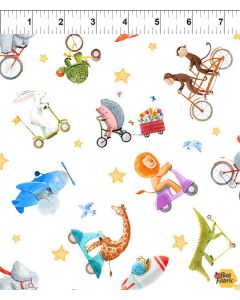 On The Go: Tossed Animals Riding - In The Beginning Fabric 3KFA-1