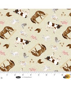Little Seedlings Farm: Tossed Farm Animals  - Blank Quilting 4385-44 Ecru