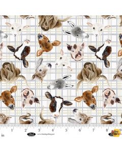 Little Seedlings Farm: Tossed Animal Heads  - Blank Quilting 4386-01 White