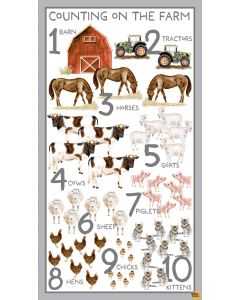 Little Seedlings Farm: Counting The Farm Panel (2/3 yard) - Blank Quilting 4388p-01 white