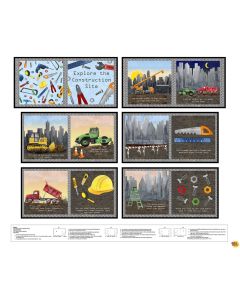 Let's Get Building: Construction Cloth Book Panel (1 yard) - Blank Quilting 4404bp-95 multi