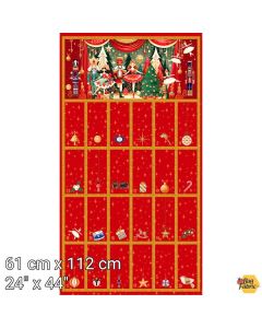 Christmas Ballet: Advent Calendar Panel (2/3 yard) - Stof Fabrics 4504p-170 red - presale June/July