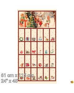 Vintage Christmas: Advent Calendar Panel (2/3 yard) - Stof Fabrics 4504p-172 cream - presale July