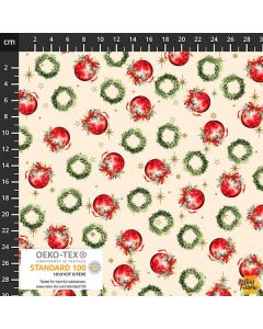 Vintage Christmas: Ornaments and Wreaths - Stof Fabrics 4504p-173 cream - presale July