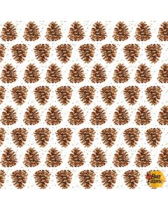Little Ones: Pinecones -- Henry Glass Fabrics 453-3 white/brown - 3 yards 2" remaining