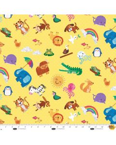 Noah and Friends: Allover Animal Characters --Blank Quilting 4585-33 yellow
