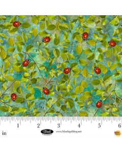 Enchanted Canopy: Ladybugs on Leaves - Blank Quilting 4606-67 teal 