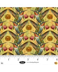 Enchanted Canopy: Hummingbirds with Hearts - Blank Quilting 4610-44 yellow 