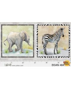 Baby Safari Animals: Pillow Panel (2/3 yard panel) -- P&B Textiles bsan 4841pa