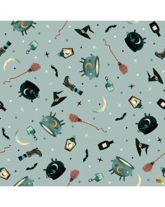 Witchy Wicked by Rose Halsey: Witchy Goods - Blank Quilting 4859-11 dusty blue 