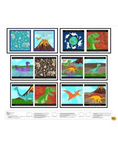 Little Library:  Prehistoric Pals Cloth Book Panel (1 yard) - Blank Quilting 4898bp-01 multi - presale July