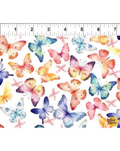 Butterfly Fantasy: Tossed Multi Butterfly - In The Beginning Fabric 4bf1