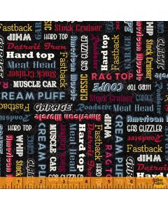 American Muscle: Garage Lingo Black -- Windham Fabrics 52958-2 - 1 yard 6" + FQ remaining