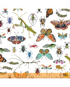 Deep Forest: Insects White -- Windham Fabrics 52992d-2 - 2 yards 1" remaining