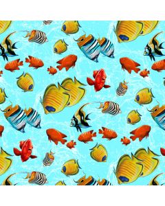 Reef Life: Small Fish Tossed Allover Blue -- Studio E 5748-11