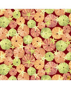 Deep Blue Sea: Urchins Red -- Studio E Fabrics 5787-88 red