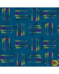 Silent Sports: Canoe Paddles -- Studio E Fabrics 5985-76 dark teal