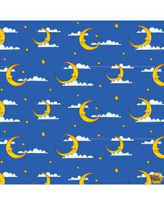 Alpha-Babies: Moons And Clouds Royal - Henry Glass Fabrics 613-77 royal