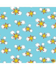 Alpha-Babies: Sun And Clouds Blue - Henry Glass Fabrics 614-11 blue