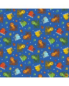 Alpha-Babies: Tossed Octopus - Henry Glass Fabrics 620-77 royal