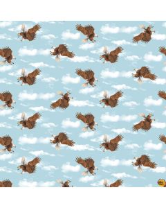 Along the Valley: Eagles Flying -- Studio E Fabrics 6449-11 blue
