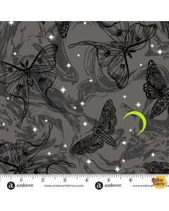 Phantasm: Mystic Moths Raven -- Andover Fabrics A-1516-c