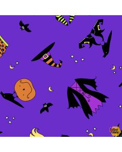 Hocus Pocus: Halloween Tossed Wardrobe Purple -- Andover Fabrics a-209-p - 2 yards 13" + FQ remaining