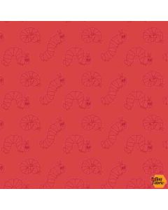 Eric Carle: 50th Anniversary Edition Very Hungry Caterpillars Red -- Andover Fabrics a-8940-r