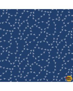 Chicken Tracks: Navy Blue -- Andover a-9634-b2