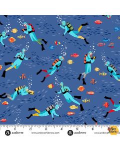 Deep Blue Sea: Scuba Divers -- Makower UK mu-138-b8