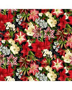 'Tis The Season: Main Floral Amaryllis  - Studio E Fabrics 7691-99 