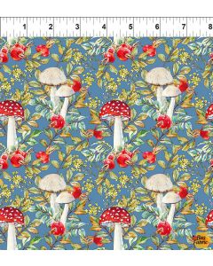 Hedgehog Hollow: Mushrooms Blue -- In The Beginning Fabrics 7HH1