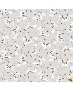 Moonlit Dreams: Tossed Zebras Pearl - Studio E Fabrics 8025-90