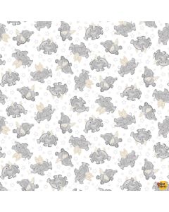 Moonlit Dreams: Tossed Elephants Gray - Studio E Fabrics 8027-95