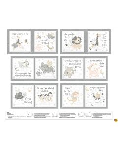 Moonlit Dreams: Animal Book Panel Gray (1 yard) - Studio E Fabrics 8033p-09