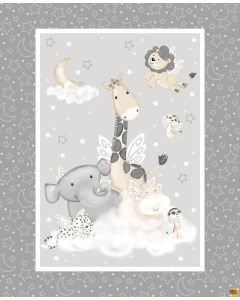 Moonlit Dreams: Animal Group Panel Gray (1 yard) - Studio E Fabrics 8034p-95 