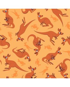 Aussie Oz-Born: Kangaroos Orange - Studio E Fabrics 8084-33