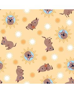 Aussie Oz-Born: Quokkas Yellow - Studio E Fabrics 8091-44