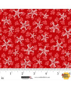 Merry Woof-Mas: Snowflake Toss Red - Studio E Fabrics 8358-88 red