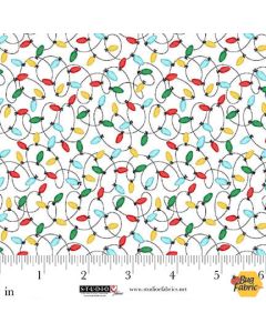 Merry Woof-Mas: Lights Allover White - Studio E Fabrics 8360-08 white
