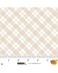 Sleepy Teddy: Diagonal Plaid - Studio E Fabrics 8524-30 oatmeal/white